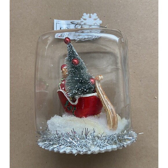 One Hundred 80 Degrees Domed Bear with Santa's Sleigh Ornament nwt - Picture 5 of 7